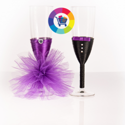 2 Flûtes à champagne violet personnalisées