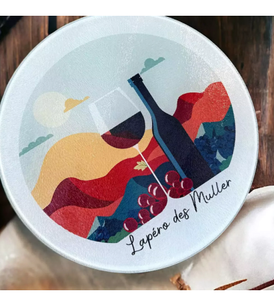 "RUPTURE" Planche à découper ronde en verre personnalisée