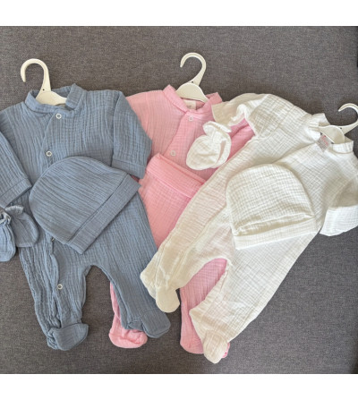 Pyjama 3 pièces bébé - naissance personnalisé Gaze de coton