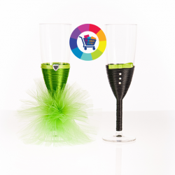2 Flûtes à champagne vert personnalisées