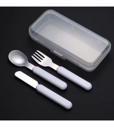 Set 3 couverts boite plastique et acier inoxydable sublimation
