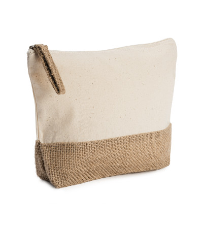 Trousse / Pochette en coton et jute beige – Personnalisable