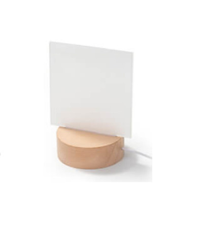 Lampe / Veilleuse Électrique Sublimation – Plaque Acrylique + Socle Bois Rond