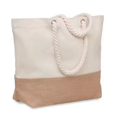 Sac en coton et jute avec anses en corde – Sac réutilisable et écologique