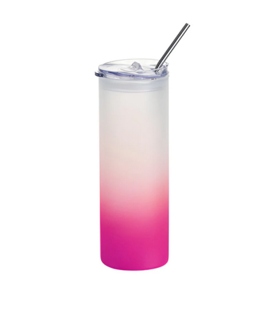 « RUPTURE » Tumbler en verre givré 600 ml rose – Personnalisable par sublimation