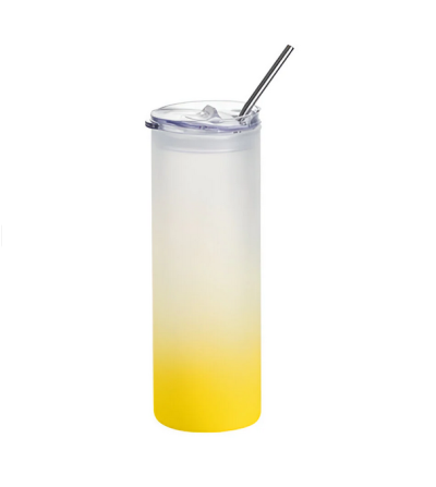 "RUPTURE" Tumbler en verre givré 600 ml jaune – Personnalisable par sublimation
