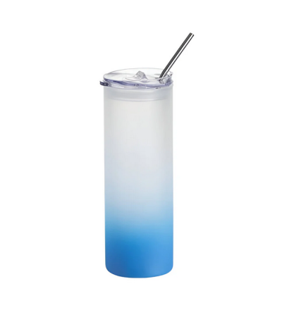 "RUPTURE" Tumbler verre givré 600 ml sublimation bleu clair
