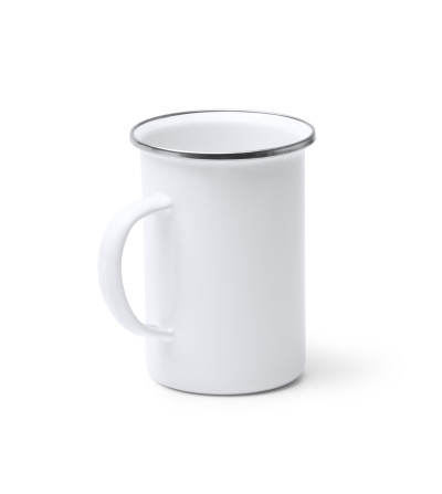 Mug Acier 380 ml Bord Argenté – Tasse Métal Blanc Spécial Sublimation | Premium & Incassable