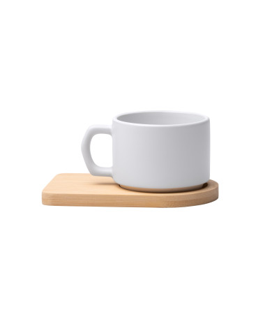 Mug Sublimation 180 ml avec Plateau Bois – Tasse Blanche Personnalisable