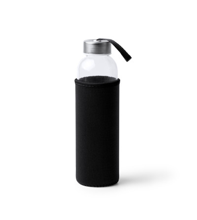Bouteille / bidon 500 ml en verre et néoprène noir