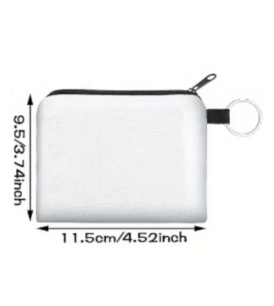 Porte-monnaie blanc avec fermeture éclair noire – Personnalisable par sublimation