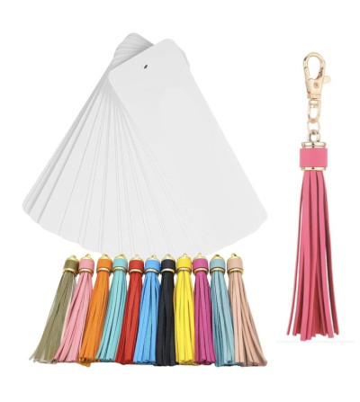 Marque page aluminium & pompon similicuir pour sublimation