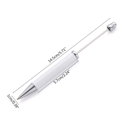 Stylo blanc / argent à perles sublimation