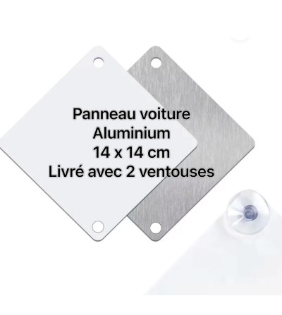 Plaque voiture aluminium 2 ventouses sublimation