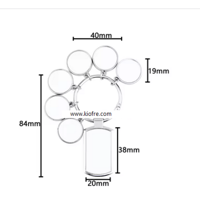 Porte-clés multiple 7 breloques – Personnalisable par sublimation
