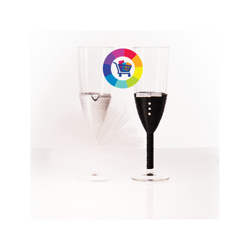 Acheter en ligne 2 Flûtes à champagne blanche personnalisées