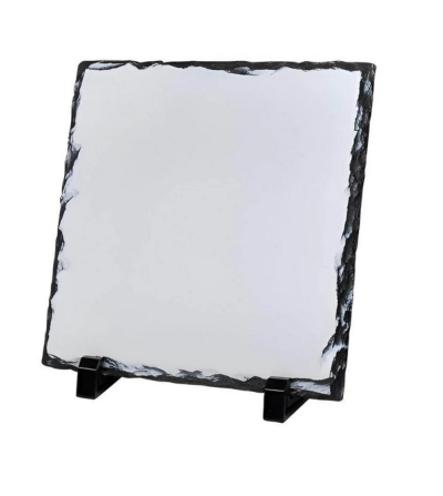 Bloc Ardoise Carré 20 x 20 cm – Surface Blanche Sublimation – Bordures Naturelles