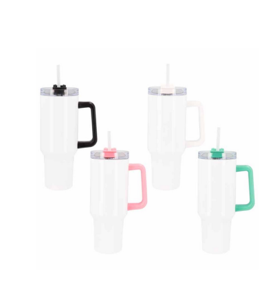 Tumbler 40 oz (1200 ml) avec poignée – Spécial Sublimation – Style Stanley – Inox Double Paroi