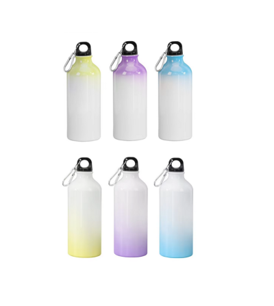 "RUPTURE" Bouteille en aluminium dégradé 600 ml avec mousqueton – Personnalisable par sublimation
