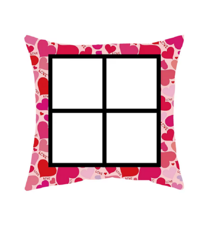 "RUPTURE" Housse de coussin motifs cœurs – 4 cases – Sublimation