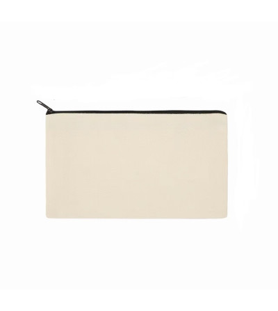 Trousse beige personnalisable avec fermeture éclair noire – Spéciale sublimation