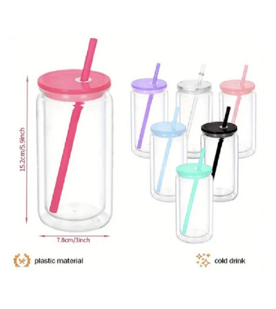 Gobelet tumbler snowglobe plastique double parois 16 oz – DTF UV & vinyle Effet boule à neige (Snowglobe)