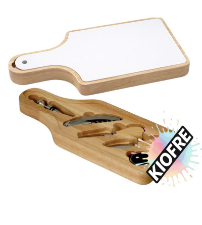 "RUPTURE" Coffret à fromage en MDF personnalisable pour sublimation avec planche et 5 ustensiles