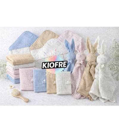 "RUPTURE" Coffret naissance 4 pièces en gaze de coton personnalisable – Vierge à marquer