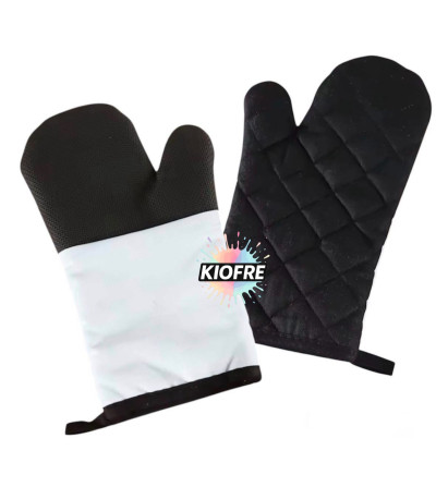 Gant de cuisine anti-chaleur noir en silicone pour sublimation