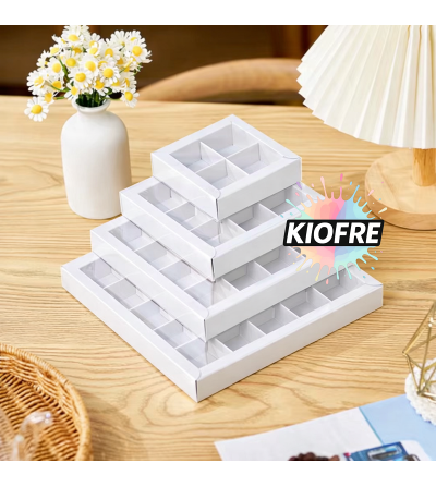 "RUPTURE" Boîte pour carrés de chocolat avec couvercle transparent à personnaliser