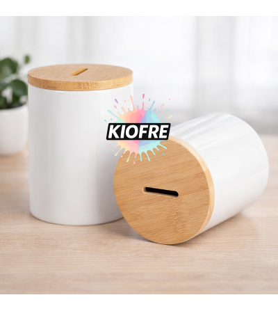 Tirelire en Céramique et Bambou pour Sublimation – Objet Personnalisable