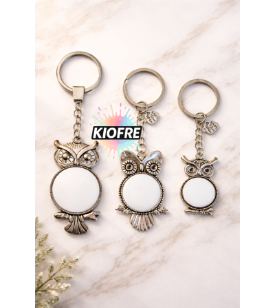 Porte-Clé Métal Hibou Chouette pour Sublimation Personnalisable