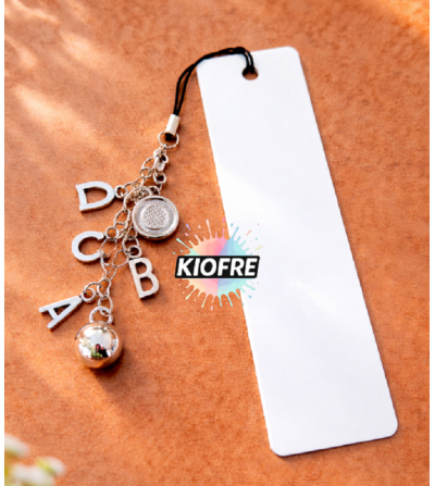 Marque-page aluminium avec breloque lettres – support sublimation personnalisable