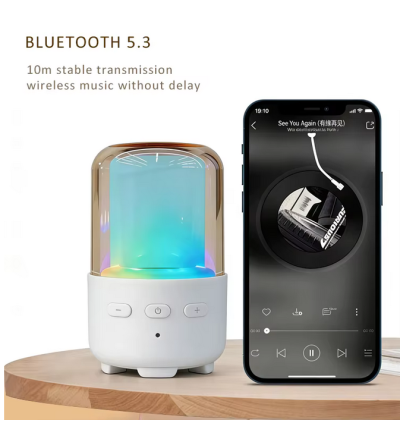 Mini enceinte Bluetooth LED pour sublimation 4x6 cm – Haut-parleur personnalisable avec lumière multicolore