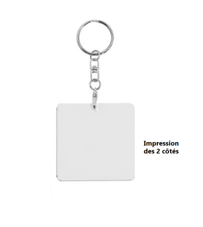 Porte-clés carré aluminium sublimation – Personnalisable HD