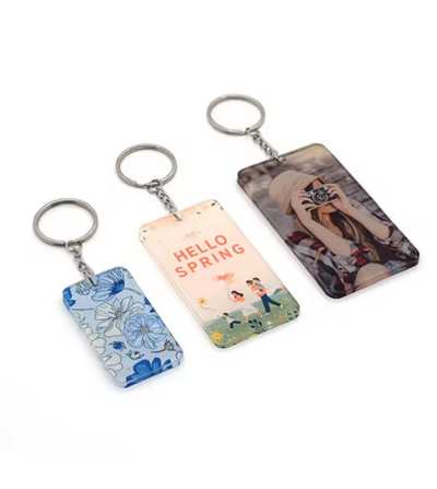 Porte-clés acrylique sublimation blanc brillant S M L – Plaques personnalisables avec anneau métal