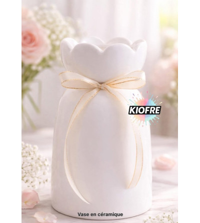 « RUPTURE » Vase céramique sublimation blanc brillant – Vase personnalisable revêtement polyester