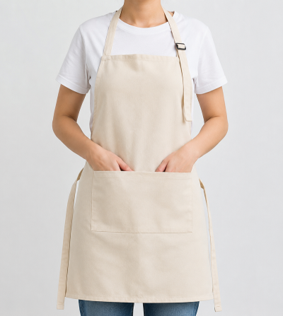 Tablier beige de Sublimation Adulte avec Grande Poche Centrale – 84 x 64 cm