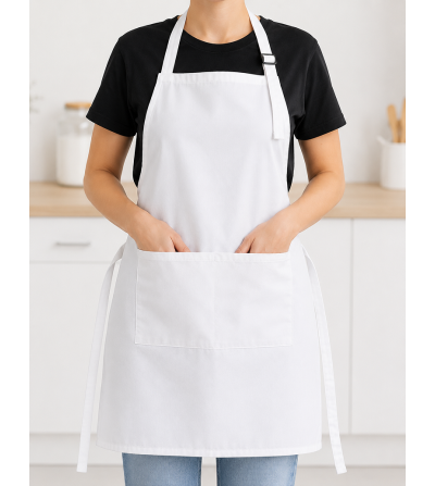 Tablier blanc adulte épais avec poche – support sublimation personnalisable