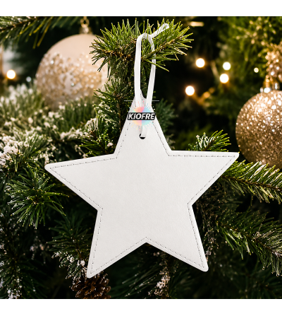 Étoile de Noël Blanche en Similicuir à Sublimer – Mon Premier Noël Personnalisé | KIOFRE