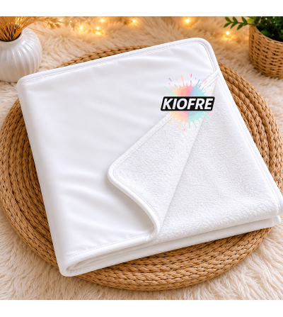 Couverture Bébé Blanche Doublée Polaire 90 x 90 cm – Spéciale Sublimation | Exclusivité KIOFRE