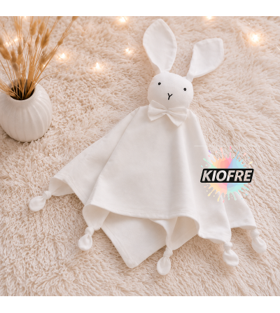 Doudou Lapin Blanc 40 x 40 cm – Spécial Sublimation | Exclusivité KIOFRE