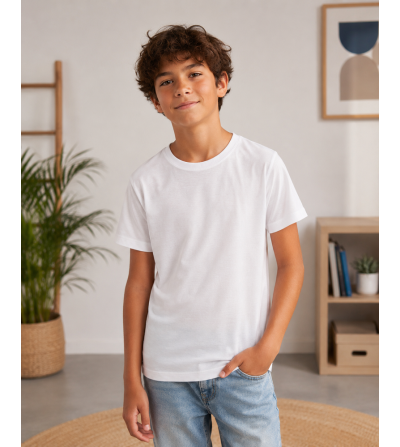 Tee-shirt Enfant Blanc Polyester Toucher Coton 150 g/m² – Spécial Sublimation
