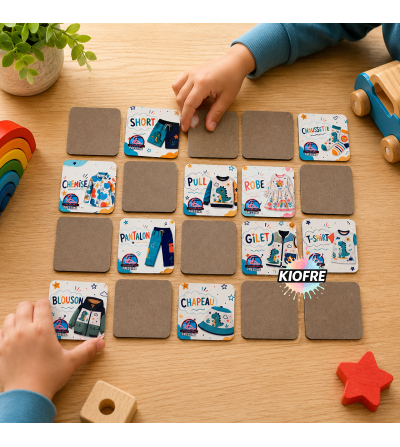 Jeu Memory en bois personnalisable – Sublimation – 20 cartes