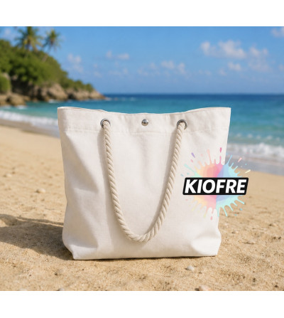 Sac cabas de plage blanc personnalisable pour sublimation – 31 x 42 x 10 cm