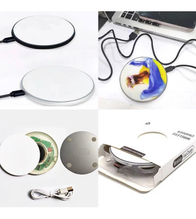 Chargeur Sans Fil USB Rond pour Sublimation Compatible Recharge par Induction