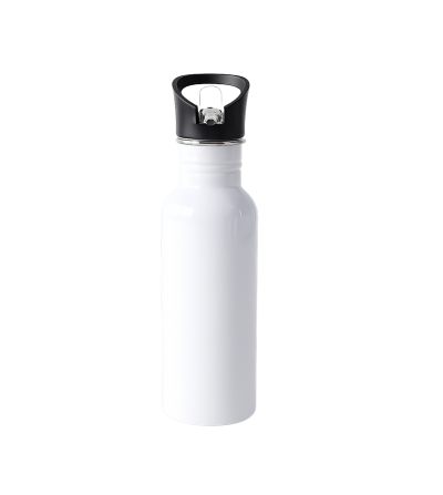 "RUPTURE" Gourde 600 ml en acier inoxydable blanche pour sublimation avec bouchon paille