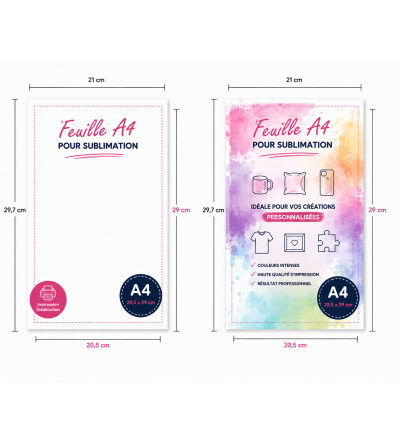 Impression A4 pour Sublimation – Qualité Professionnelle – Papier SubliPrime® 110 g & Encres Sublisplash®