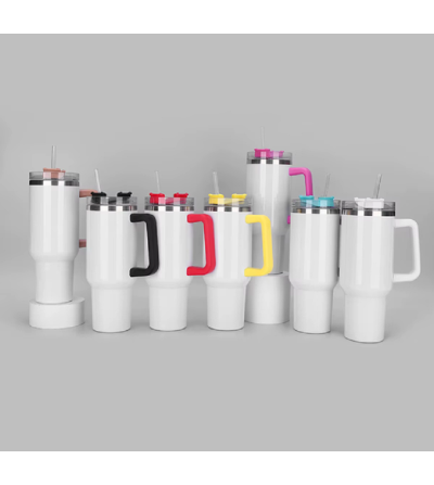 Tumbler 40 oz (1200 ml) avec poignée – Spécial Sublimation – Style Stanley – Inox Isotherme