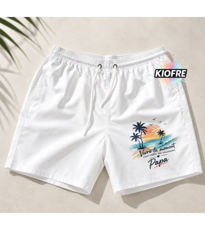 Short de bain blanc homme sublimable – 100 % polyester à personnaliser par sublimation